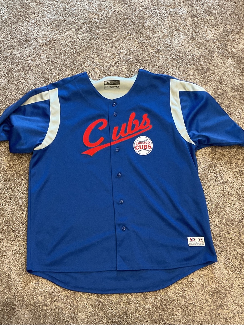 Genuine Merchandise Blue and White Cubs Button-Up Jersey, Size 2X